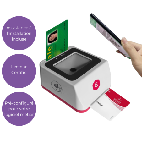 e-Lecteur Intégral - Lecteur QR, PC/SC, NFC - Tout en 1